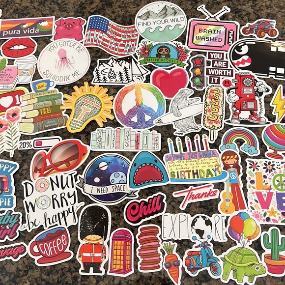 Assorted Stickers / Water Bottle Sticker Bundle (75) - Picture 2 of 4